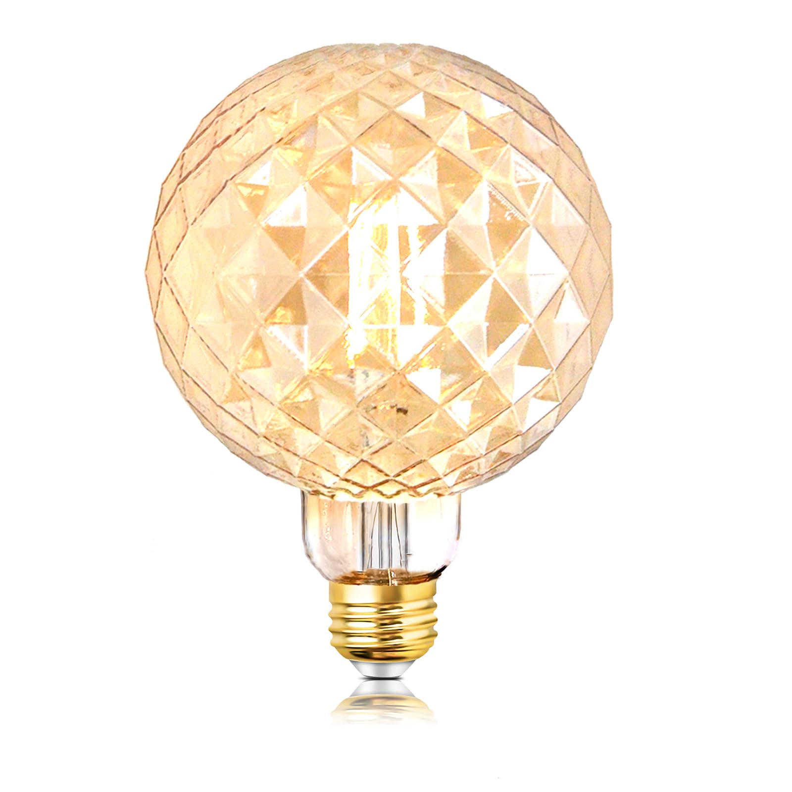 SD LUX LED Bulbs Vintage LED Light Bulbs 5W 500lm Globe ES E27 Dimmable Filament Retro Edison Bulbs Decorative Bulb Warm White 2700k, G95 Pineapple, Amber, 1pc (125BL-Amber, 1)
