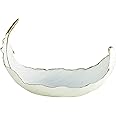 CosmoLiving by Cosmopolitan Polystone Bird Decorative Decorative Bowl Curved Feather Decorative Container with Gold Accents, Decorative Keepsake Box 13" x 8" x 8", White