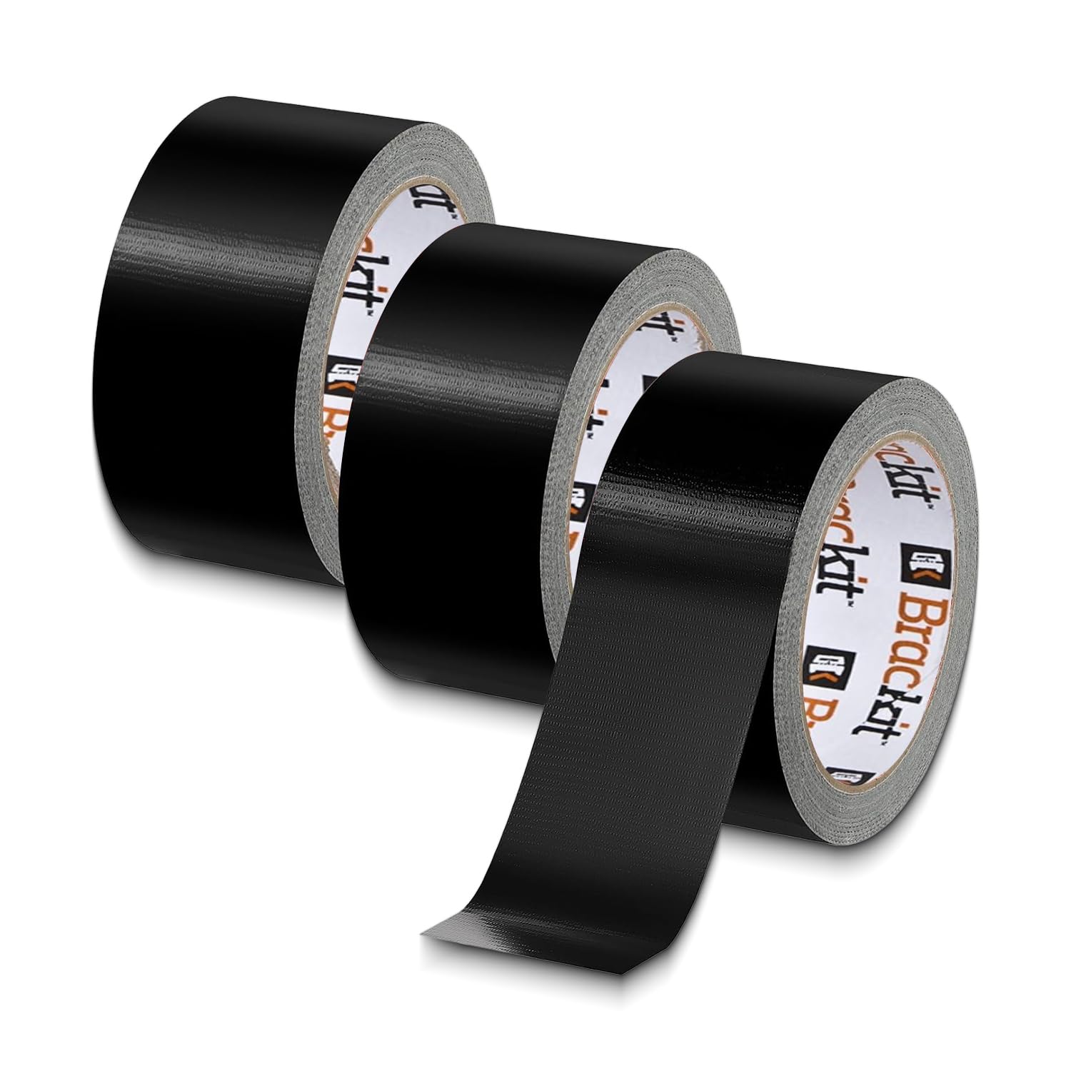 brackit Black Duct Tape | 48mm x 50m – 3 Rolls Pack of Gaffer Tape | Heavy-Duty Waterproof Duct with Strong Adhesive Tape | Multipurpose for DIY, Repairs & Indoor/Outdoor Use