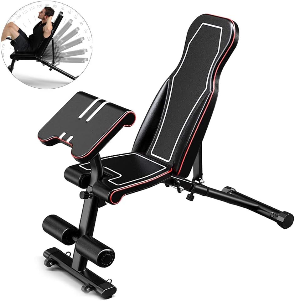 LINYUN Folding Multifunctional Dumbbell Bench Press Bird Fitness Equipment, Home Adjustable Supine Board, Suitable for Back Abdominal and Arm Exercise