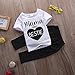 Baby Girls 3 Pcs Pants Outfit Set Short Sleeve Letters Print T-Shirt Top Flowers Pants and Headband (0-6 Months, Mama is My Bestie)