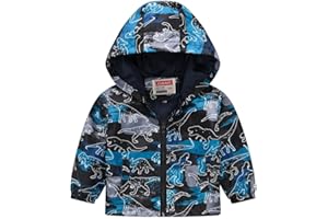 Boys' Hooded Dinosaur Jacket Windbreaker Outerwear
