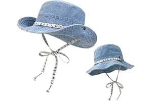 Aoomzoon Denim Bucket Hat for Women Men Packable Jeans Summer Beach Hat for Fishing Hiking Casual