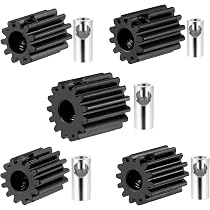 BRKRC 5mm Pinion Gear Set - 4 Pack (16T, 17T, 18T, 19T) 32 Pitch Steel Gears For 1/8 & 1/10 RC Cars