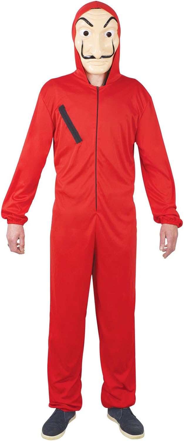 Rogue Toi Adult Red Robber Jumpsuit Costume - Red - S/M (160-175 cm), S-M