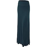 Made By Johnny Women's Solid Basic Lightweight Floor Length Flare Long Maxi Lounge Skirt (S~3XL)