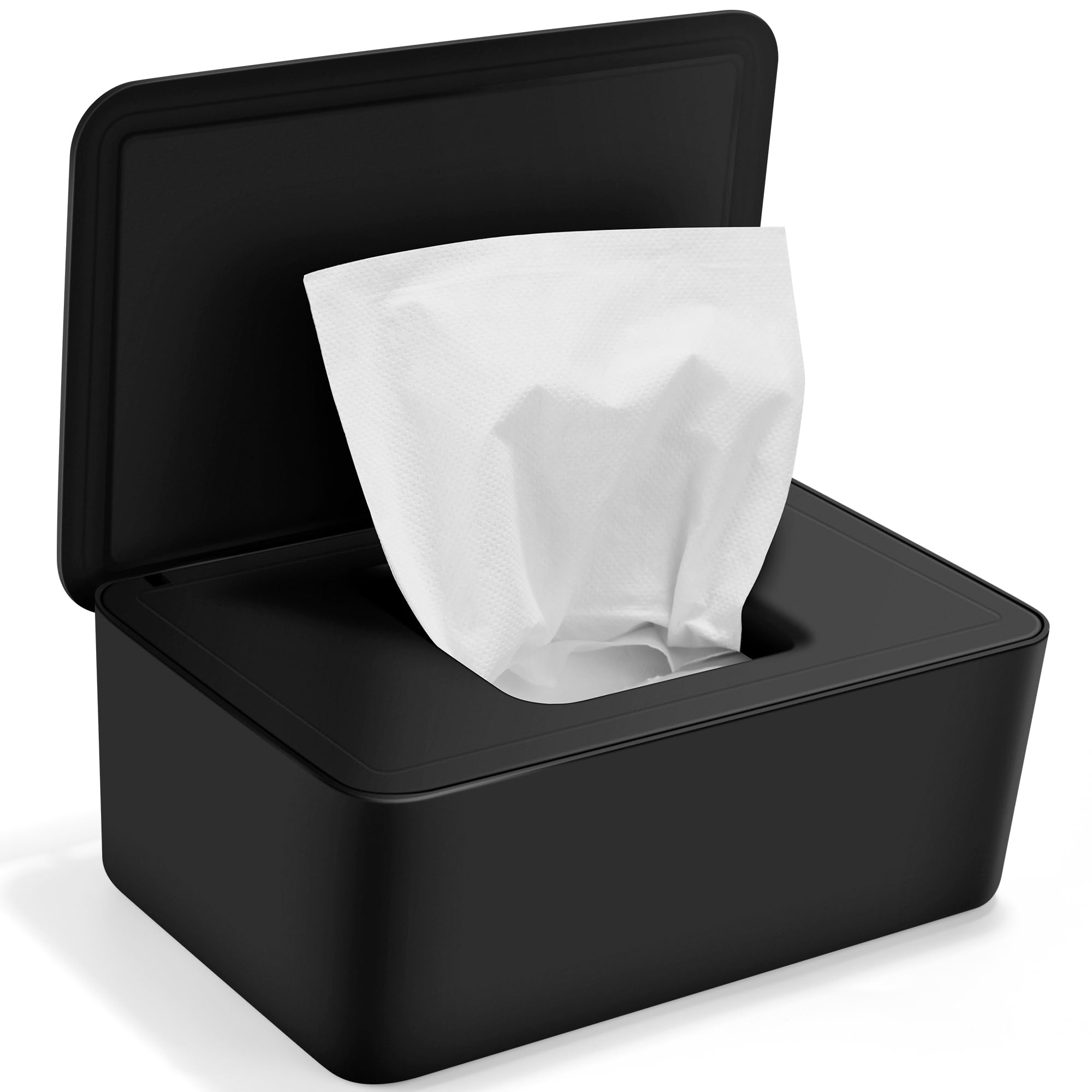 Baby Wipes Dispenser Holder with Lid - Box Provides The Wipes - Black