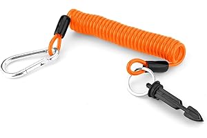 GOSKNOR 6 Ft Trailer Breakaway Cable, Heavy Duty Emergency Brake Safety Cable with Pin and Carabiner, High Elasticity Coiled Wire for RV, Camper, Trailer Towing & Breakaway Switch Replacement (Orange)