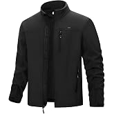 33,000ft Men's Waterproof Softshell Jacket Fleece Lightweight Windbreaker | 5 Pockets, Zip Up Winter Coat, Windproof Soft Shell, Warm Insulated Outerwear for Hiking Golf Tactical Outdoor Causal Work