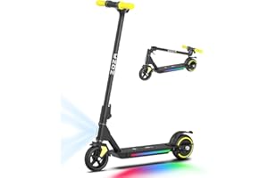 ZDZA ZK01 Electric Scooter for Kids Ages 6-12, 5/7.5/10 MPH Speeds, 130W Motor, Double Brake, LED Display & Colorful Lights,Foldable Electric Scooter,Ideal Gift for Kids(Riders 3.9-5.2 ft)