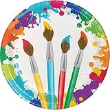 Creative Converting 317270 8-Count Sturdy Style 8.75-Inch Round Paper Plates, Art Party, 8.5", Multicolor