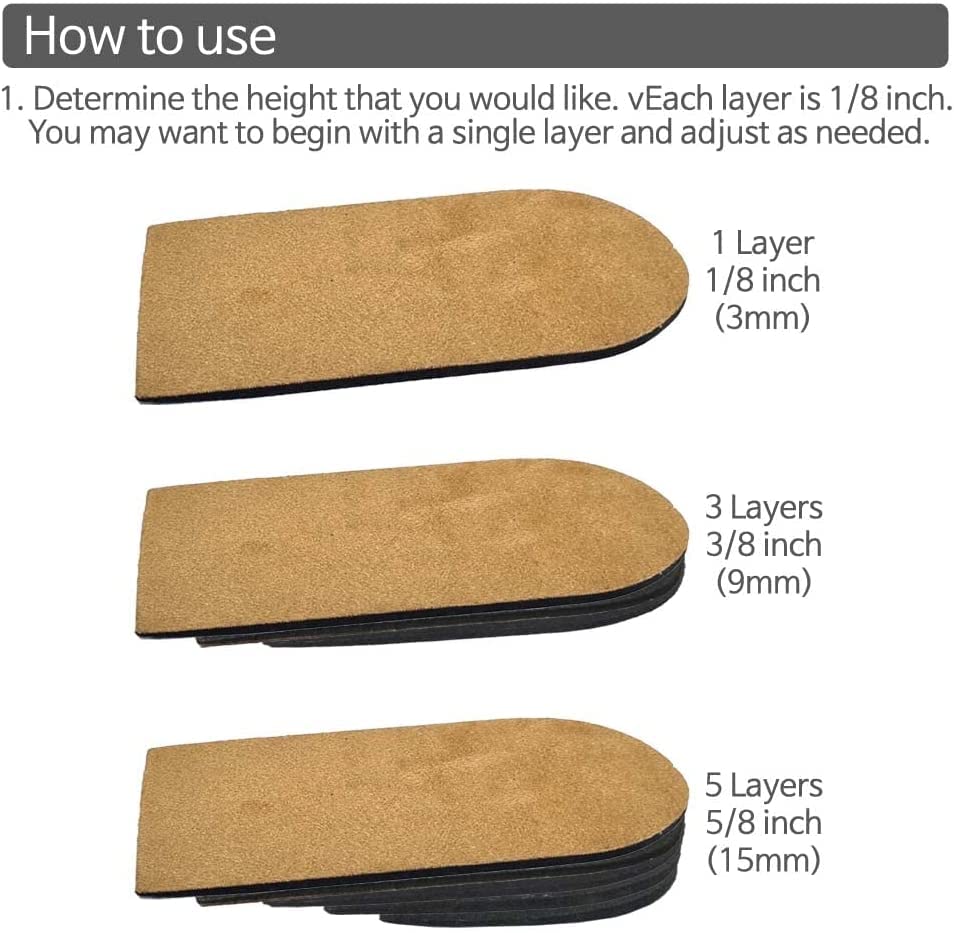 Adjustable Leg Length Discrepancy Heel Lifts Inserts Insoles Pack of