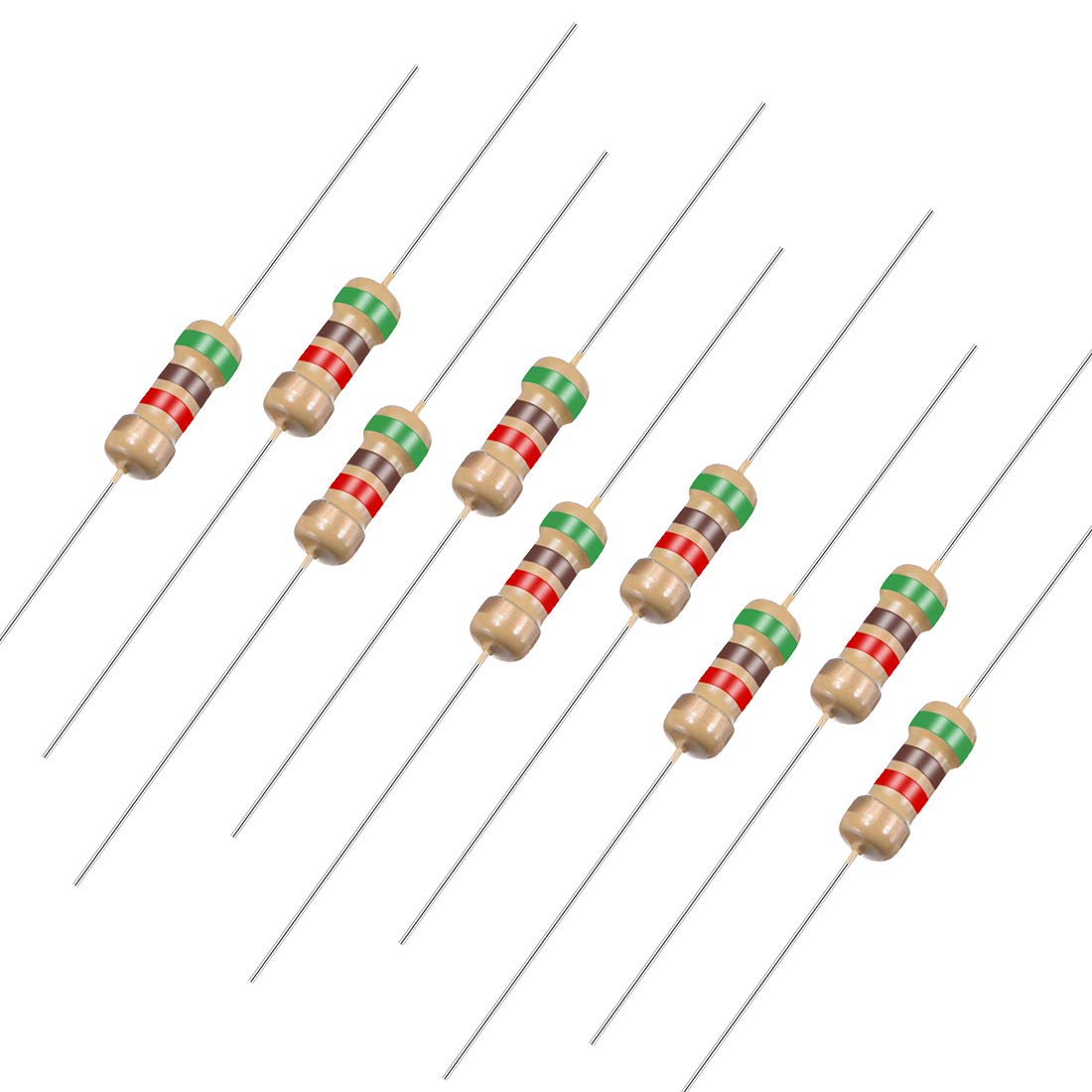 Sourcingmap 400Pcs 5.1K Ohm Resistor, 1/4W 5% Tolerance Carbon Film Resistors, 4 Bands for DIY Electronic Projects and Experiments