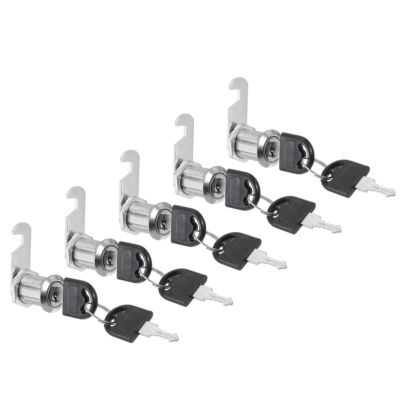 PATIKIL Cabinet Drawer Lock with Keys 5 Pcs 1" (25mm) Keyed Different Zinc Alloy Security Lock Cylinder Cam for Door Cupboard Household Mailbox Office Silver