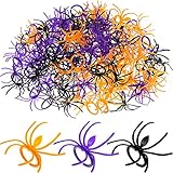 Boao 120 Pieces Spider Rings Plastic Cupcake Topper Halloween Party Favors (Multicolor)