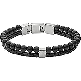 Fossil Men's Stainless Steel and Genuine Leather and/or Beaded Bracelet for Men