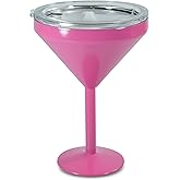 AGH Stainless Steel Martini Tumbler with Lid, 10oz Insulated Margarita Tumbler, Double Wall Cocktail Tumbler Wine Glasses for Party, Vacation, Picnic, Pool, Beach & Patio (Rose Red)