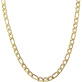 Lucky Brand Men’s Stainless Steel Figaro Chain Necklace - 22” Gold-Tone Plated 8MM 304 Steel Link Jewelry