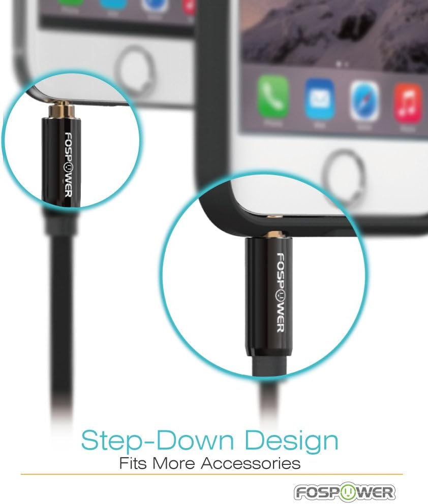 FosPower Audio Cable (15 FT), Stereo Audio 3.5mm Auxiliary Short Cord Male to Male Aux Cable for Car, Apple iPhone, iPod, iPad, Samsung Galaxy, HTC, LG, Google Pixel, Tablet & More: Electronics