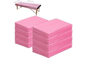 URALILI 100 PCS Disposable Massage Table Sheets Non Woven Fabric SPA Bed Cover Breathable Polypropylene 31" x 70" Thin, Not Waterproof（Pink）