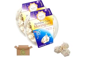 Krunchy Melts Meringue Cookies, Far-Free Birthday Cake, Low-Calorie, Fat-Free, Gluten-Free, Keto-Friendly, Naturally Sweetened (2-Pack) - Packed by Brookville Marketplace