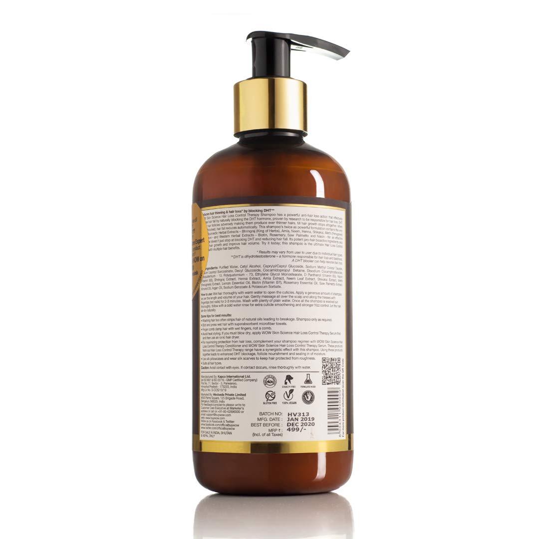 Wow Skin Science Hair Loss Control Therapy Shampoo Contains Ayuvedic Western Herbal Extracts With Natural Dht Blockers For All Hair Types 300ml Buy Online In United Arab Emirates At