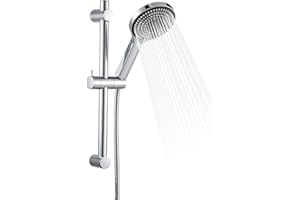 OFFO Shower Slide Bar Combo, Adjustable 53cm Slide Bar with 6-Mode High Pressure Handheld Shower Head and 1.5 Stainless Steel