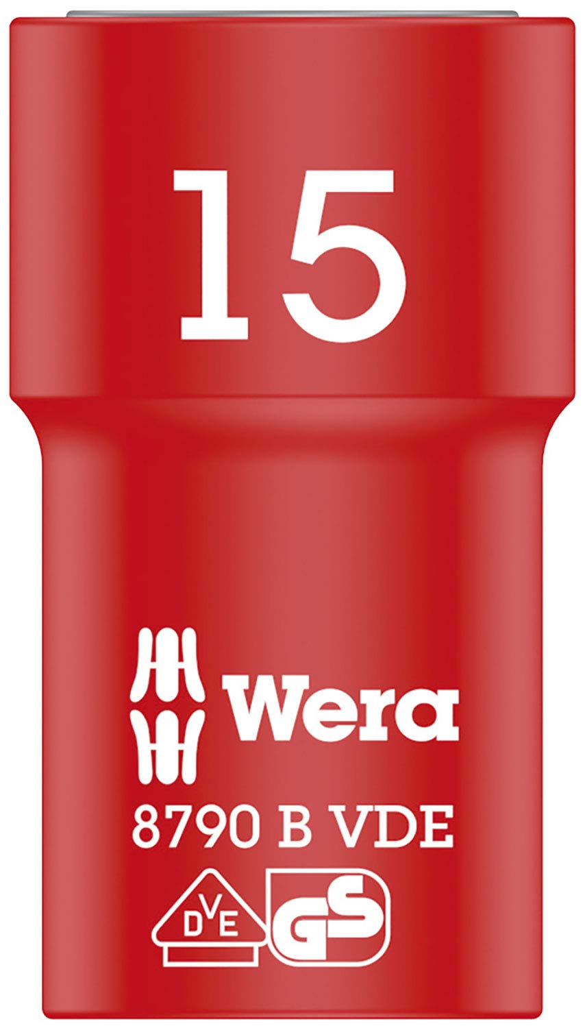 Wera 05004959001 8790 B Zyklop Vde Drive Socket, Red/Yellow, 3/8-Inch, 15 x 46 mm