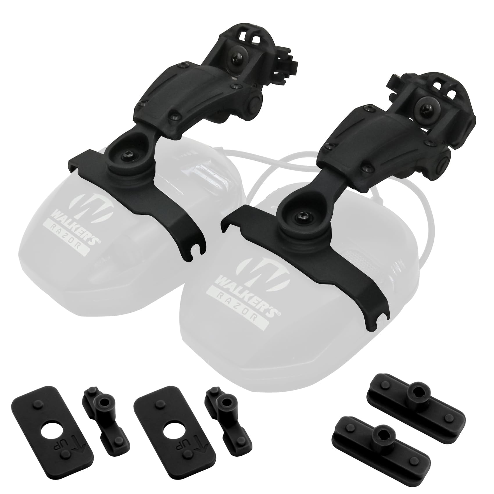 Photo 1 of HEARFALCOM Tactical Helmet ARC Rail Adapter Accessories Compatible with Walker's Earmuffs (Walkers Razor,Walkers Razor Digital) (BK)