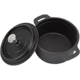 Acouto Small Castn Pot Dutch Oven Cast Iron Pot with Lid - Traditional Style Double Thickened Insulation Cooking Ergonomic Ha