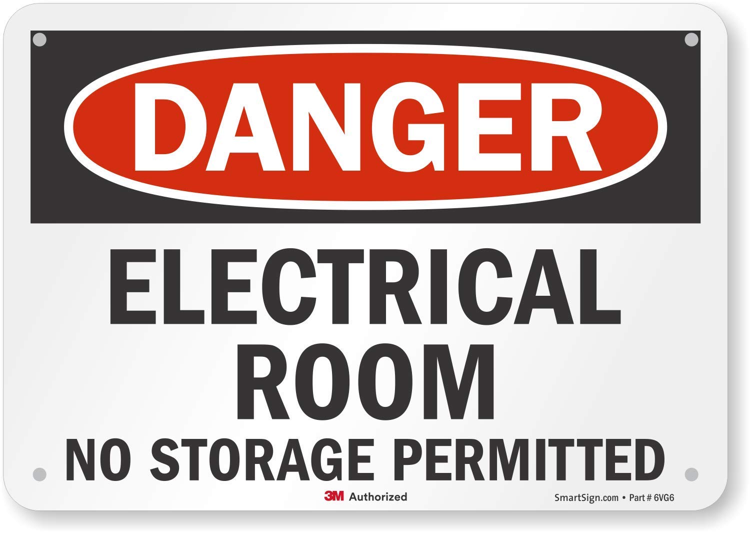 Photo 1 of "Danger - Electrical Room, No Storage Permitted" Sign By SmartSign | 7" x 10" 3M Reflective Aluminum