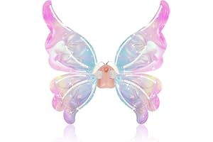 ATHLERIA Light Up Fairy Angel Wings with Re-batteries,Electric Moving Butterfly Wings for Girls, Kids Cosplay Halloween Costumes Dress Up Party Favor,Birthday Christmas Princess Gifts Ideas