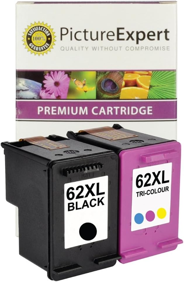Picture Expert Remanufactured 62XL (C2P05AE / C2P07AE) Black & Colour Ink Cartridge Set Replacement for HP Printers