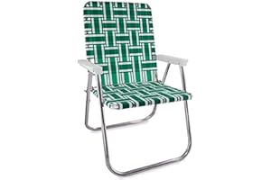 Lawn Chair USA Folding Aluminum Outdoor Patio Lawn Chair | Heavy-Duty Webbed Chairs for Camping, Sports, Beach, Yard & Tailgating | Lightweight Portable | Classic - Green and White with White Arms