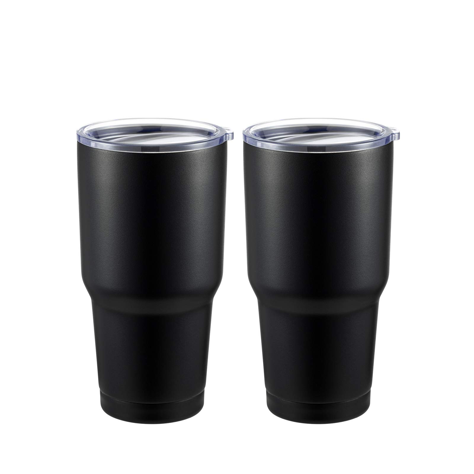 COMOOO 30oz Black Stainless Steel Tumbler with Lid Insulated Tumbler Coffee Cup Durable Double Wall Vacuum Travel Coffee Mug Thermal for Hot and Cold Drinks (Black, 2 Pack)