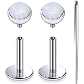 Lsnevsie 20G 18G 16G Internally Threaded Astm F136 Titanium Nose Ring Studs Flat Back Studs Earrings G23 Titanium Tragus Helix Conch Cartilage Earrings Piercing Jewelry For Women Men Opal 2-3mm