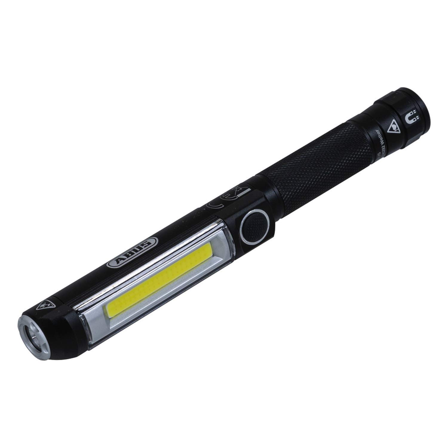 ABUS TL-500 87117 Mini Torch LED with Main and Spotlight (500 Lumens/Dimmable) Magnetic Holder IPX4 Up to 10 Hours Running Time Black