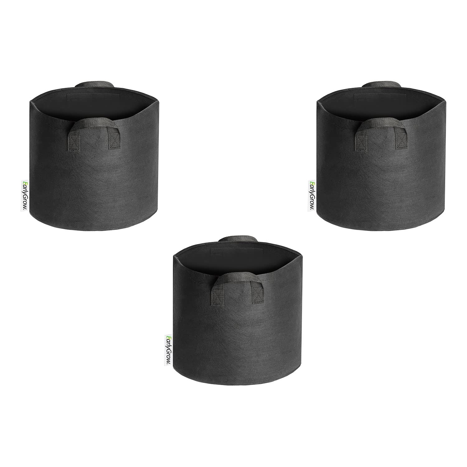 EarlyGrow 3-Pack 30 litres (8 US gallon) Fabric Plant Grow Bags Heavy Duty Breathable Nonwoven Smart Growing Growbag Planters Potato, Tomato, Chilli Peppers, Cucumbers and Other Fruit and Vegetables