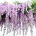 COOBL 3.6 Ft Realistic Romantic Classic Artificial Fake Wisteria Vine Ratta Silk Flowers for Garden Decoration DIY Living Room Hanging Plant Vine Home Party Wedding Simulation Decor 12 Pcs (Purple)