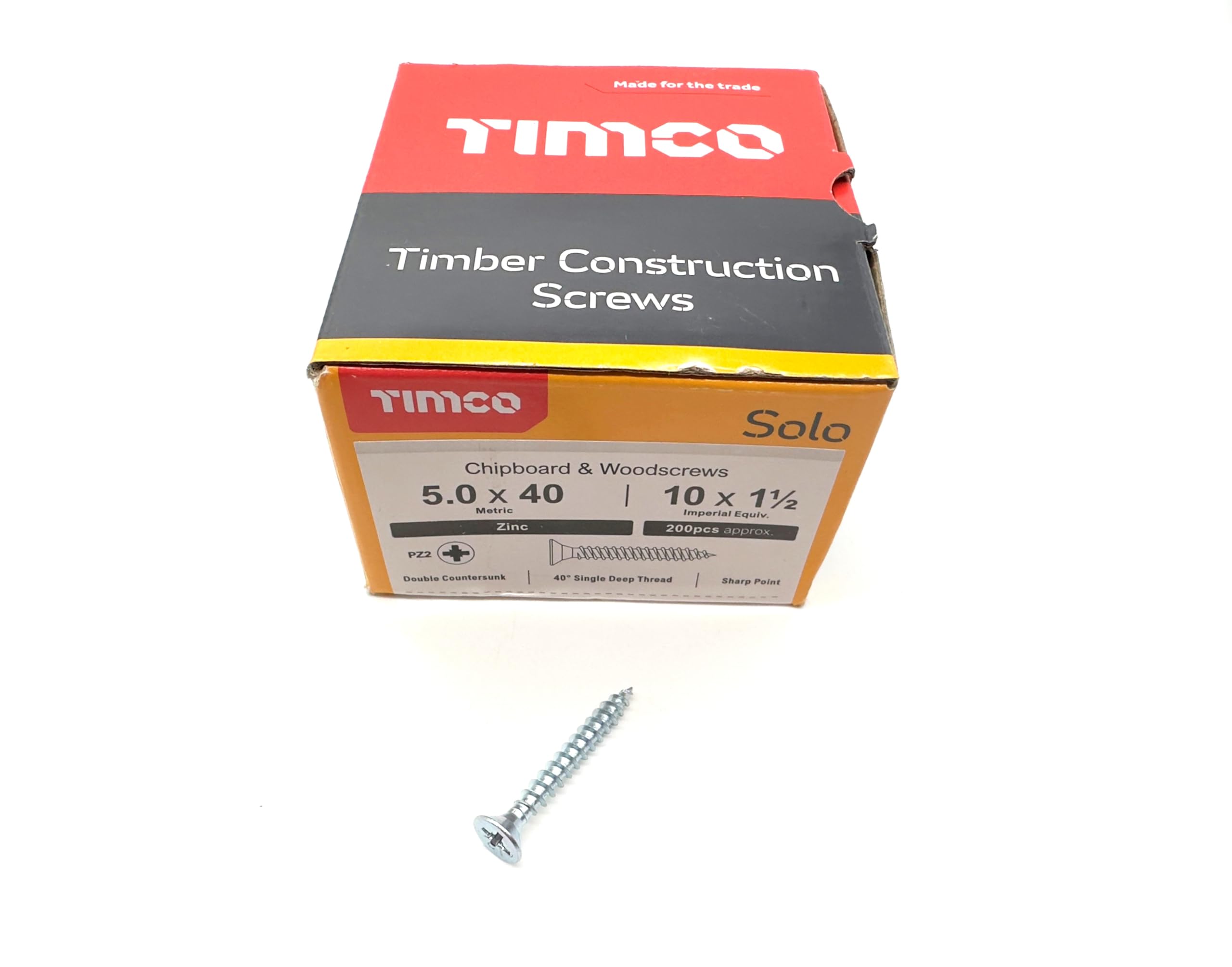 200 Pcs Silver Wood Screws Double Countersunk General Purpose (5mm x 40mm)