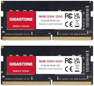 【DDR4 RAM Solo Notebook】GIGASTONE 32GB Kit(2x16GB) DDR4 3200MHz (2933MHz or 2666MHz) PC4-25600 (PC4-23400, 21300) CL22 1.2V SODIMM 260pin Memoria notebook–Unbuffered Non-ECC, alte prestazioni