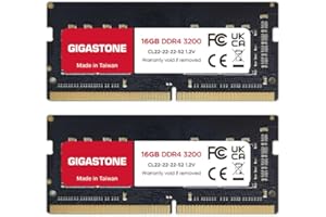【DDR4 RAM Laptop Only】 GIGASTONE 32GB Kit (2x16GB) DDR4 3200MHz (2933MHz or 2666MHz) PC4-25600 (PC4-23400, 21300) CL22 1.2V S