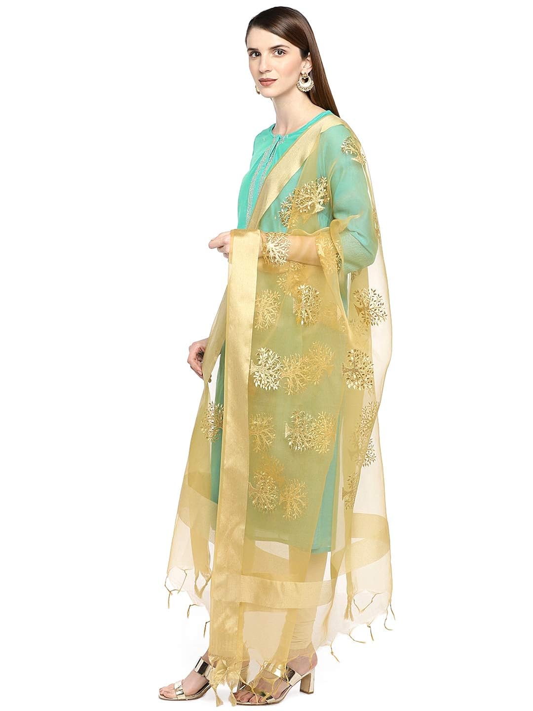 dupatta bazaar woman's organza dupatta with gold embroidery.