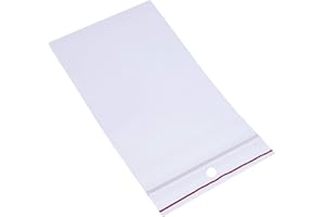 Minigrip Red Line MGRL4PH0305 Polyethylene (LDPE/LLDPE Blend) Clear Reclosable Bag, Hang Hole, 5" Length, 3" Width (Pack of 1000)