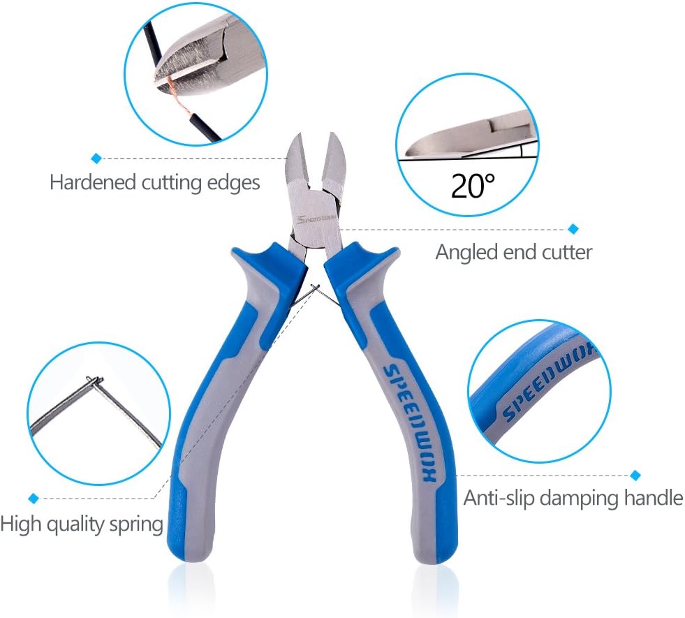 SPEEDWOX 4 Inches Diagonal Pliers Small Wire Cutters Mini Precision Plastic Nippers Plastic Side Cutter Side Cutting Micro Fine Pliers Functional Professional Hand Tool with Spring for Jewelry Making - Image 4