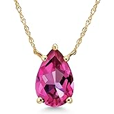 Gem Stone King 14K Yellow Gold Pure Pink Mystic Topaz Pendant Necklace for Women | 2.36 Cttw | Gemstone November Birthstone | Pear Shape 10X7MM | With 18 Inch Chain