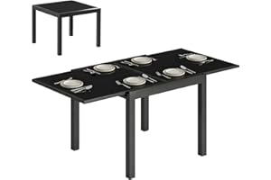 Outsunny Expandable Outdoor Dining Table, Aluminum Extendable Patio Table with Tempered Glass Tabletop, for Garden, Backyard,