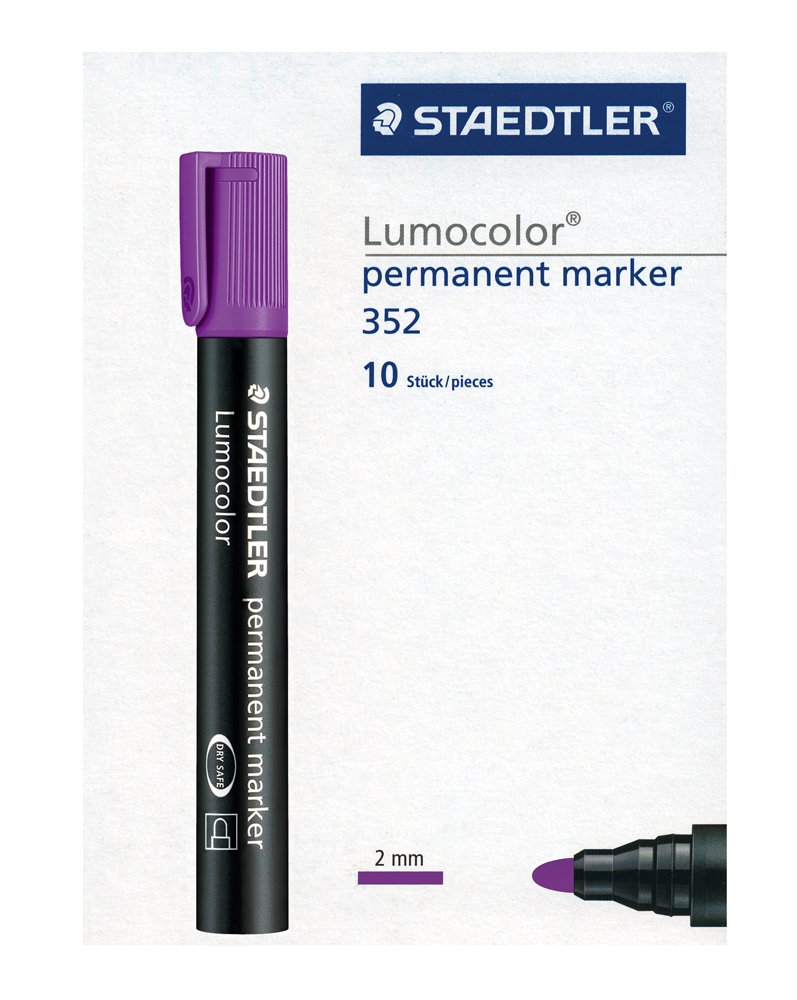 STAEDTLER Lumocolor Bullet Tip Permanent Marker, Purple, Pack of 10