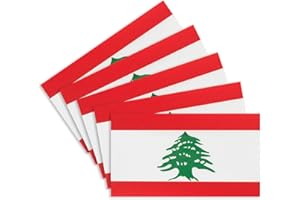 CANTENDO 5Pcs Lebanon Flag Decal Sticker - Lebanese Flags Reflective Vinyl Car Stickers - for Car Window Bumper Waterproof Sticker (2.5 x 4.5 Inch)