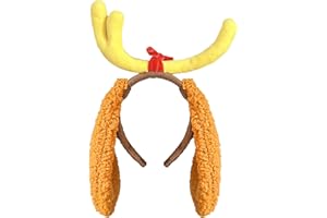 Luvfamday Deer Antler Headband with Dog Ears Deer Horn Headpiece Reindeer Costume Accessories Funny Party Favors Women Men
